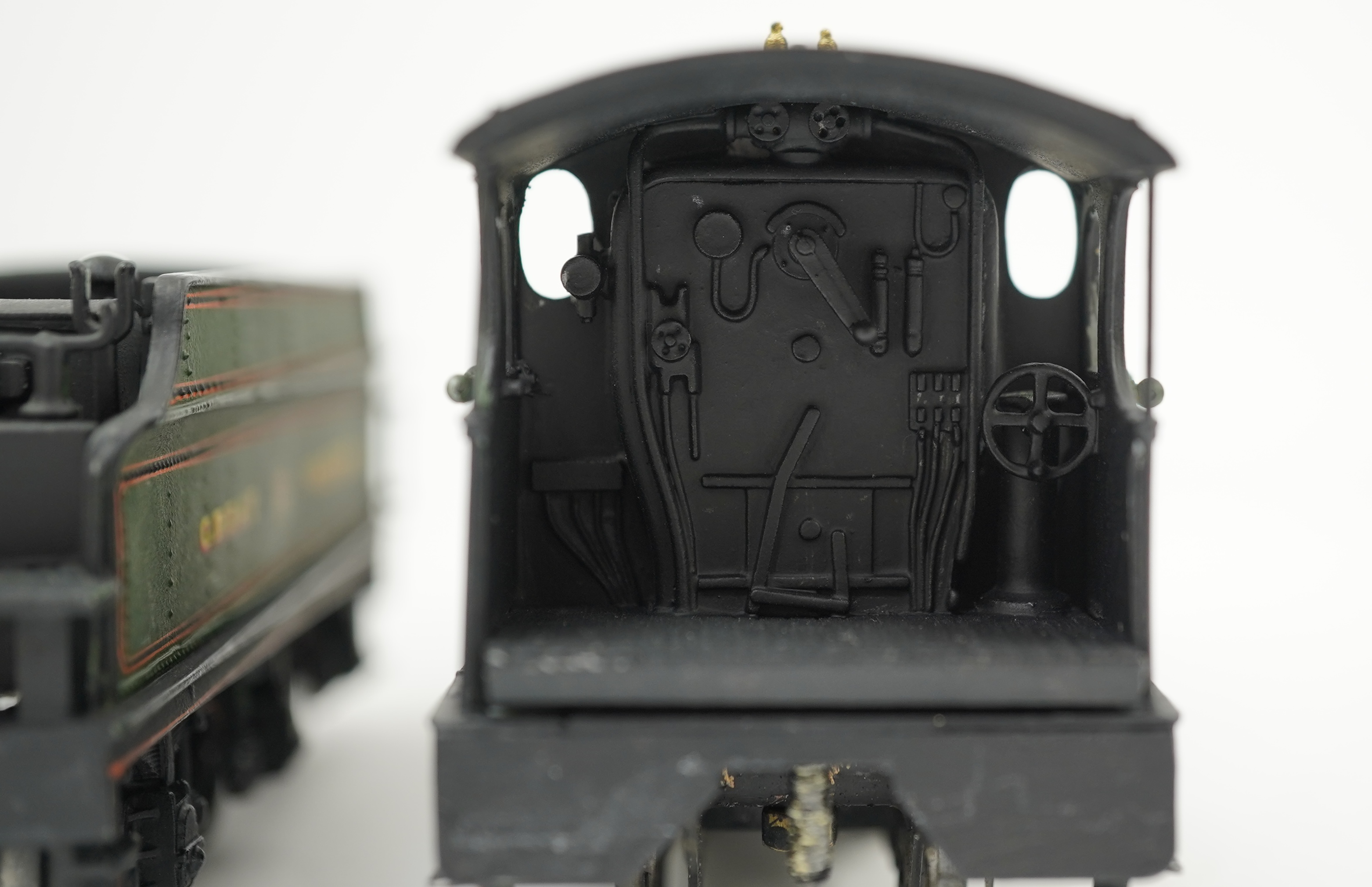Two 00 gauge brass and white metal kit built GWR tender locomotives; a 4-4-2, Alliance 104, together with a Bulldog class 4-4-0, Barbados 3466, constructed, painted and lined to a high standard, both motored for two rail